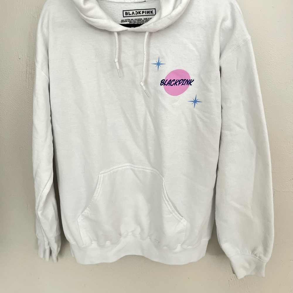 White Blackpink hoodie with song Ice Cream. Band merch.